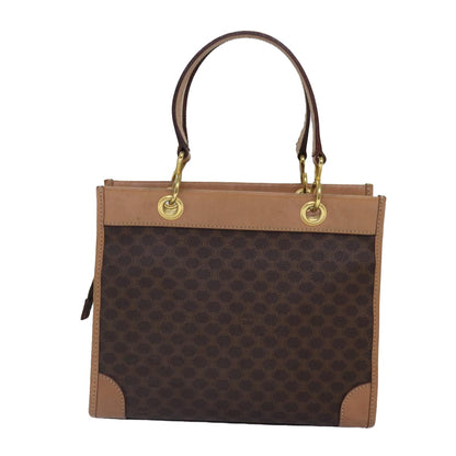 Celine Vintage Macadam Handbag Canvas and Leather, Brown, Canvas, Handbag