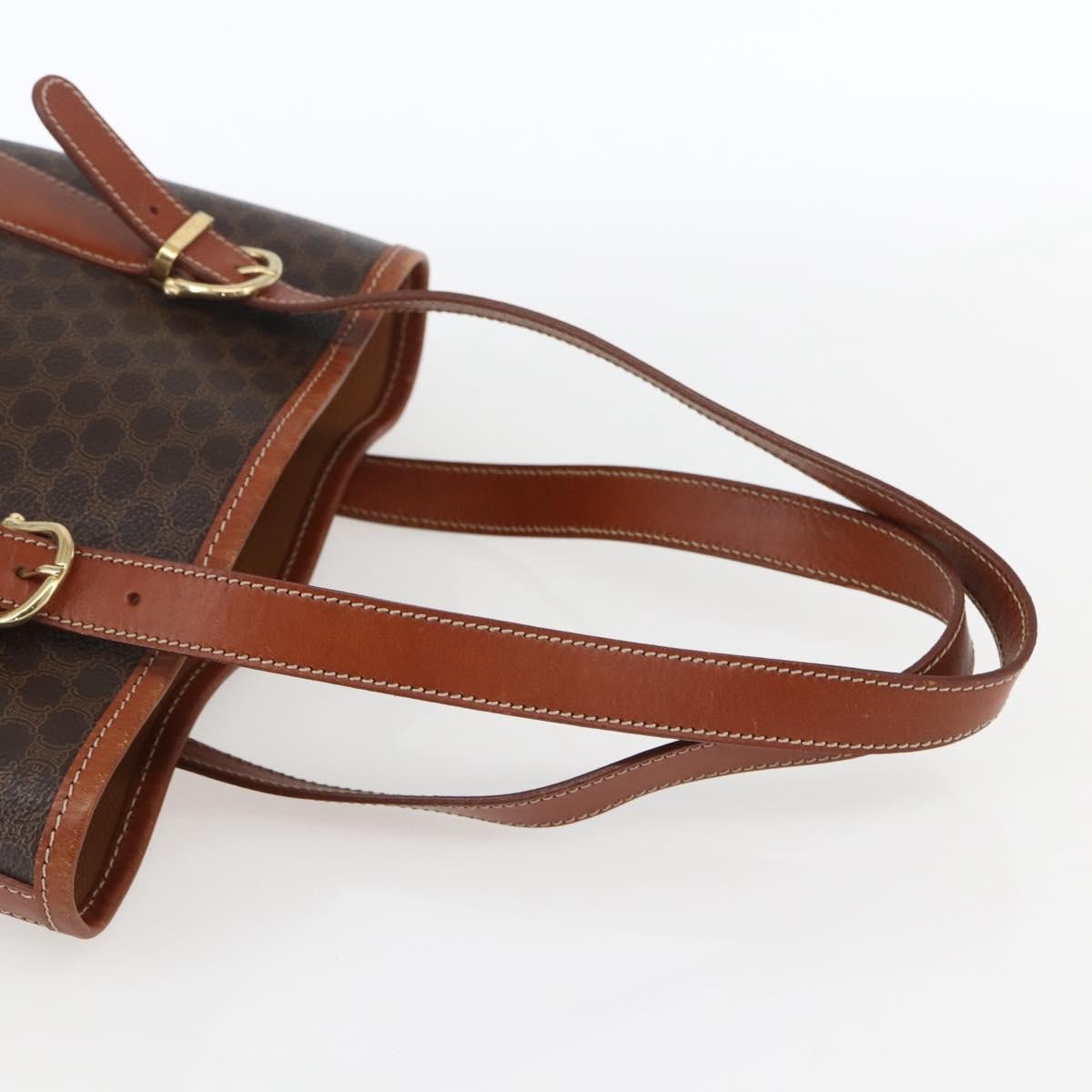 Celine Vintage Macadam Handbag Canvas and Leather, BROWN, CANVAS, Handbag