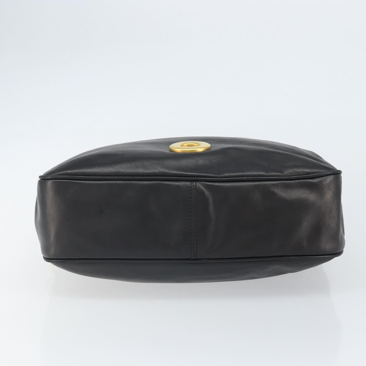 Celine Circle Logo Shoulder Bag Leather, BLACK, LEATHER, Shoulder bag