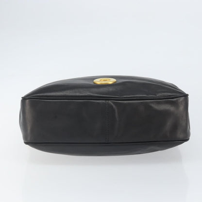 Celine Circle Logo Shoulder Bag Leather, BLACK, LEATHER, Shoulder bag