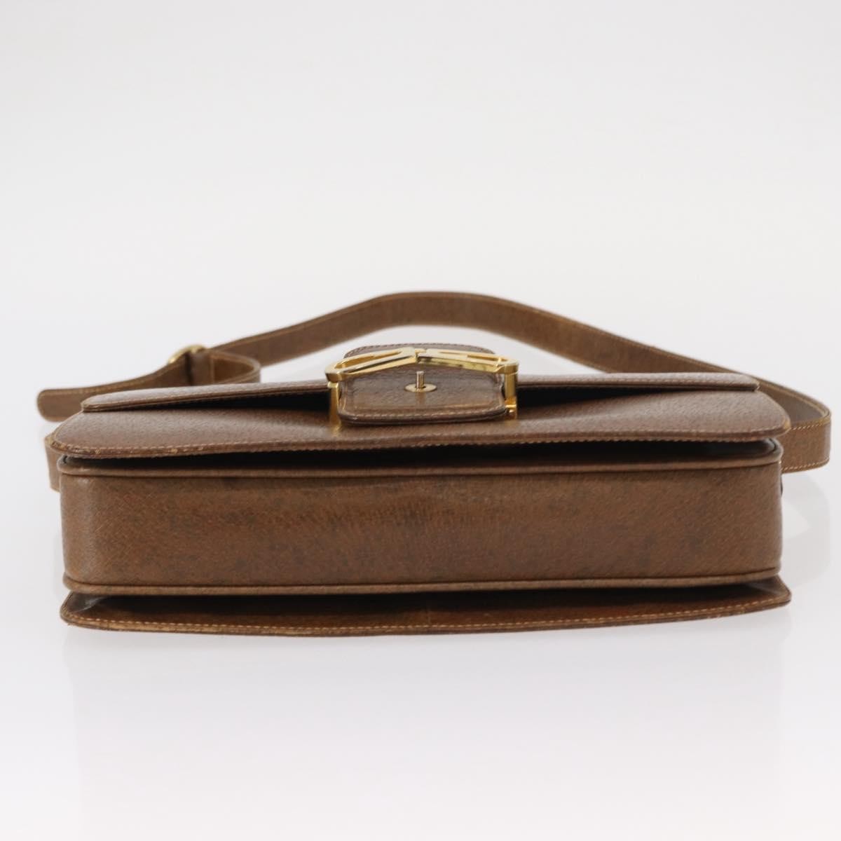 Gucci Vintage Flap Shoulder Bag Leather, BROWN, LEATHER, Shoulder bag