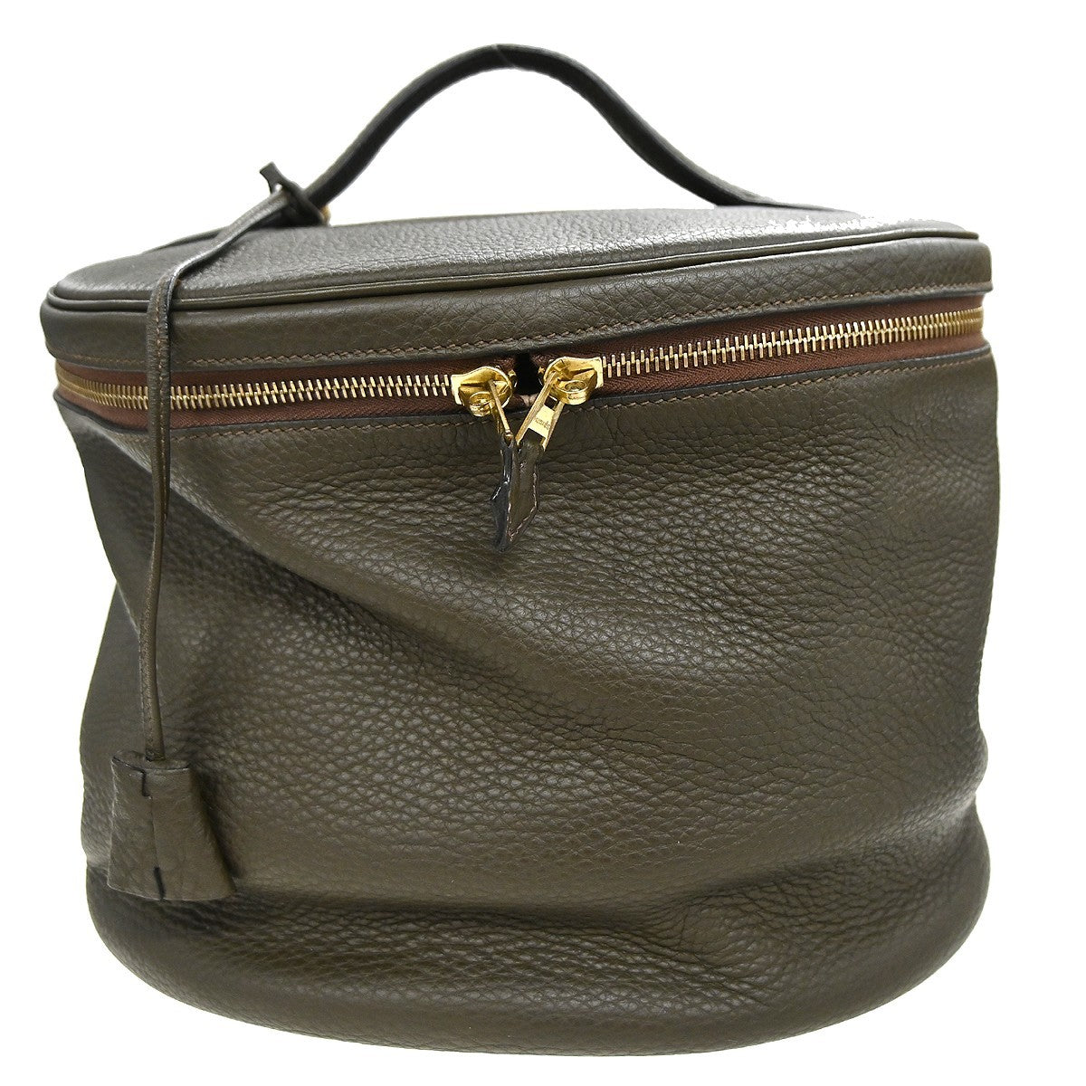 Hermes Intercity Victoria Travel Case Leather, KHAKI, LEATHER, Clutche & pouche