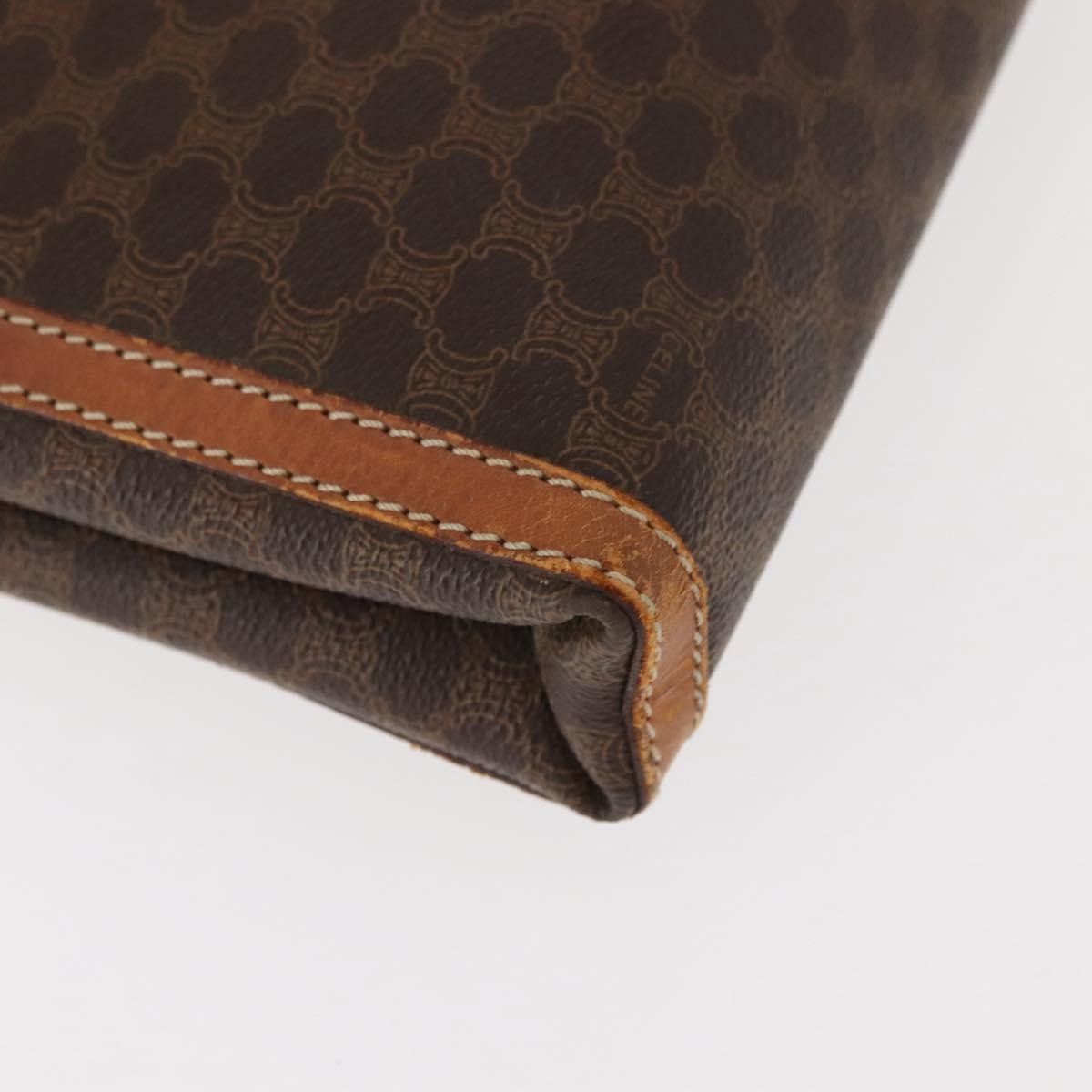 Celine Macadam Pochette Canvas and Leather, BROWN, CANVAS, Clutche & pouche