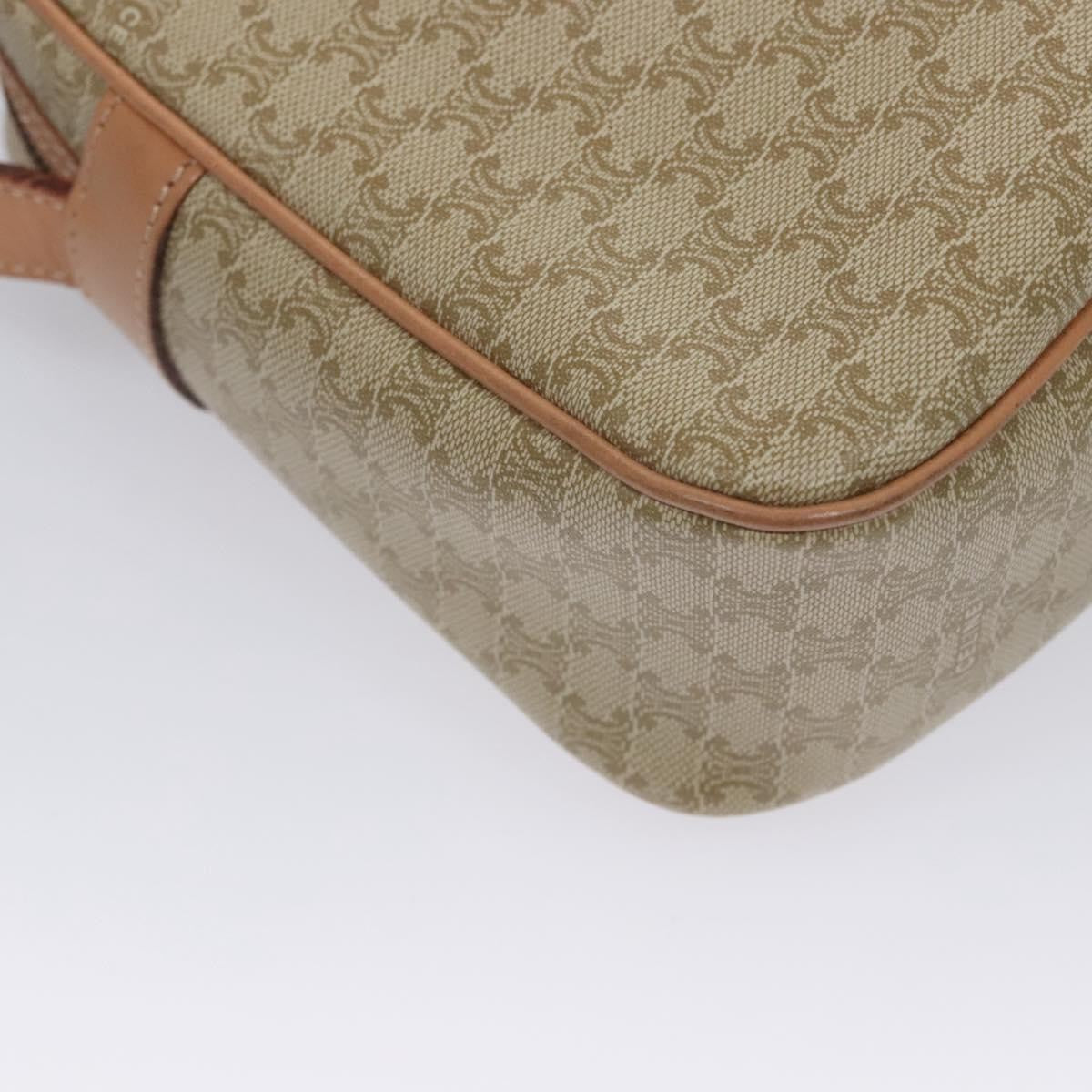 Celine Vintage Macadam Shoulder Bag Canvas and Leather, BEIGE, CANVAS, Shoulder bag