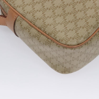 Celine Vintage Macadam Shoulder Bag Canvas and Leather, BEIGE, CANVAS, Shoulder bag