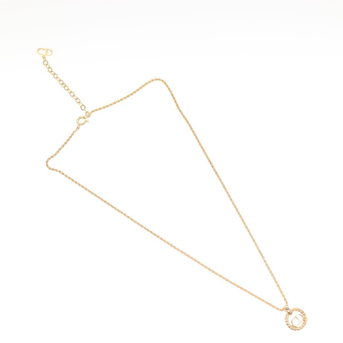 Christian Dior Vintage CD Round Pendant Necklace Metal, GOLD, METAL, Necklace