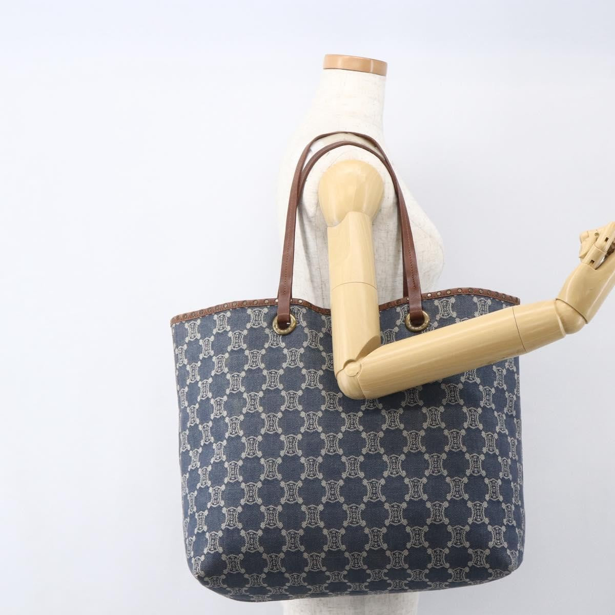 Celine Vintage Macadam Tote bag Canvas, BLUE, CANVAS, Tote bag
