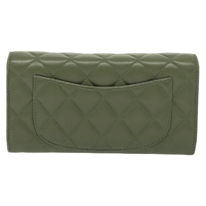 Chanel CC Gusset Classic Flap Wallet Quilted Lambskin, GREEN, LEATHER, Wallets