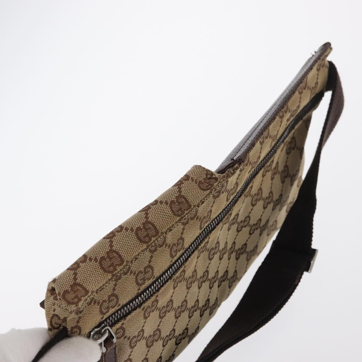 Gucci Vintage Double Belt Bag GG Canvas with Leather, BEIGE, CANVAS, Clutche & pouche
