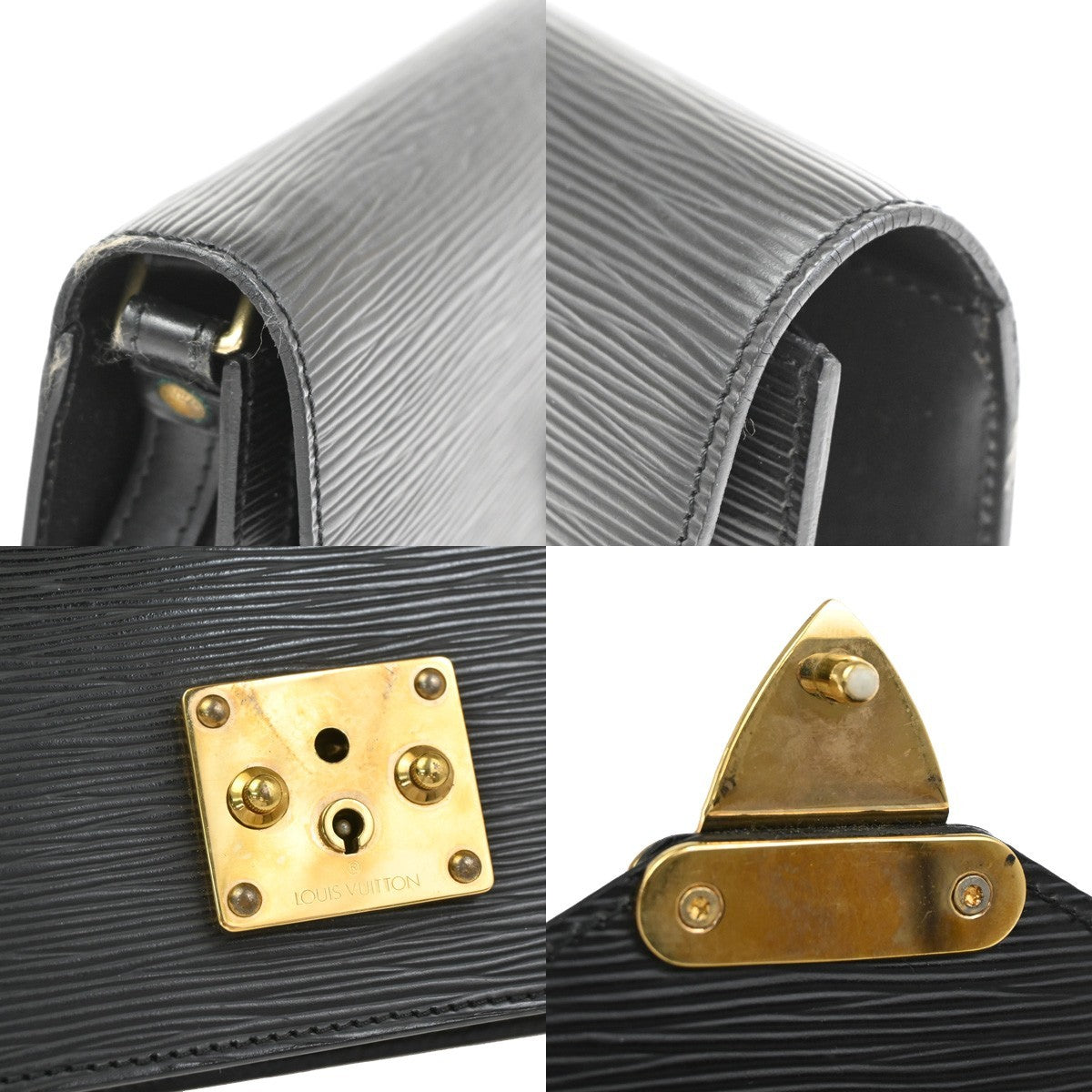 Louis Vuitton Dragonne Pochette Epi Leather, Black, Leather, Clutch