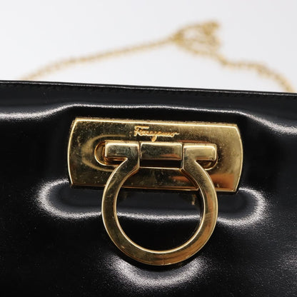 Salvatore Ferragamo Vintage Gancini Chain Shoulder Bag Patent Leather, BLACK, PATENT_LEATHER, Shoulder bag