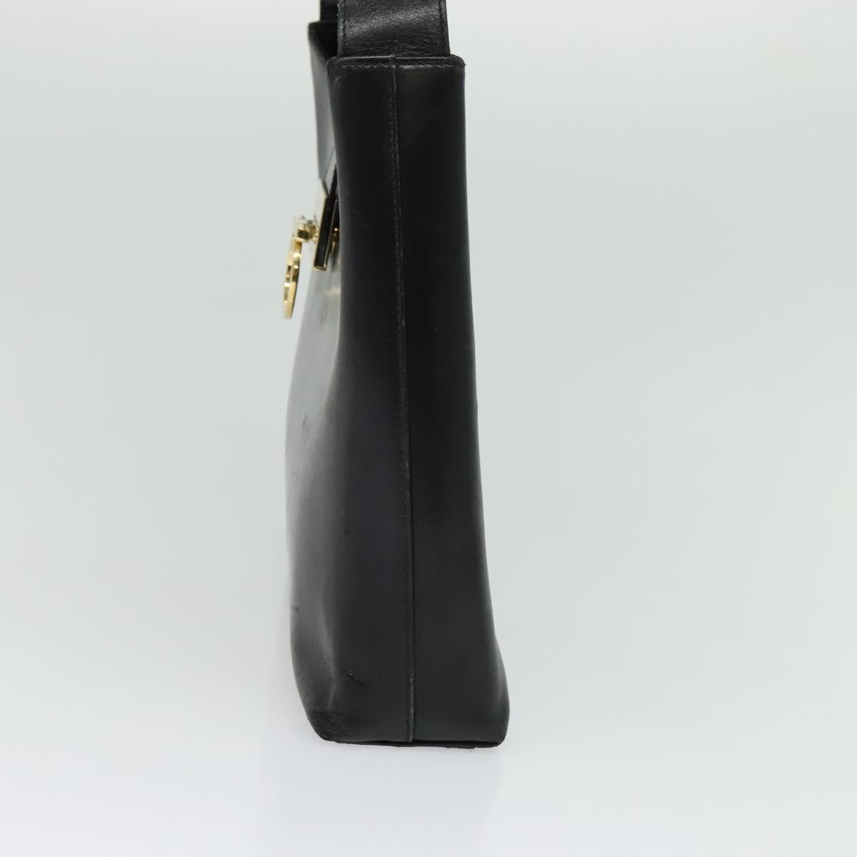 Salvatore Ferragamo Gancini Shoulder Bag Leather, BLACK, LEATHER, Shoulder bag
