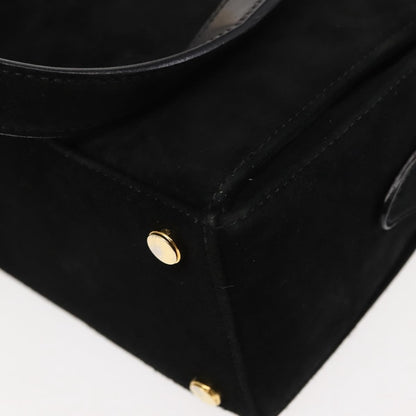 Salvatore Ferragamo Gancini mini handbag Canvas, BLACK, SUEDE, Handbag