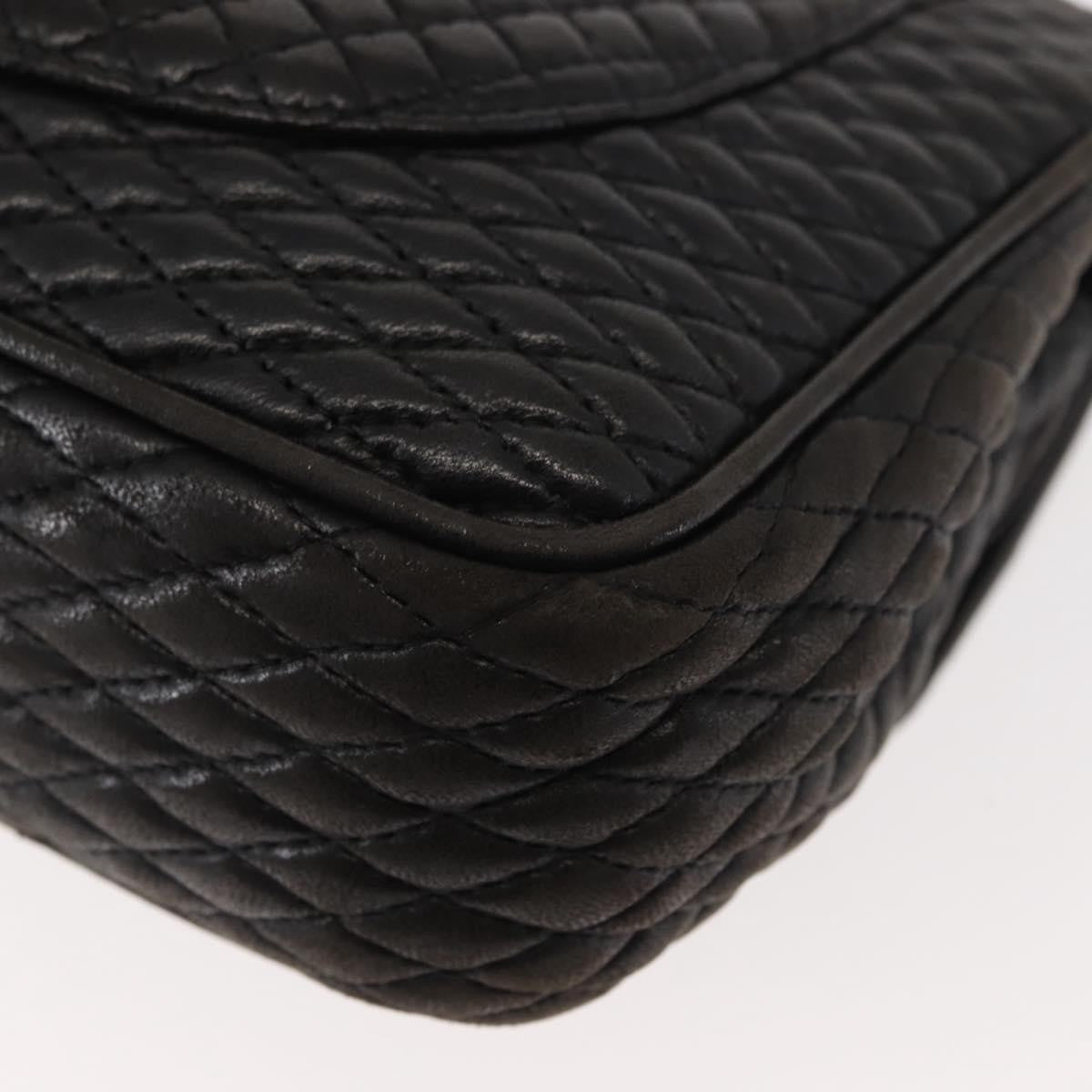 Bally Vintage Chain Shoulder Bag Quilted Leather, BLACK, LEATHER, Shoulder bag