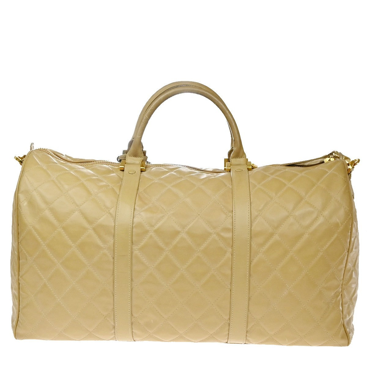 Chanel Vintage Bowler Bag Lambskin, Beige, Patent Leather, Handbag