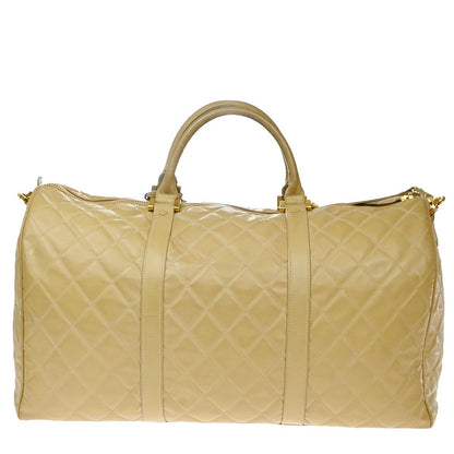 Chanel Vintage Bowler Bag Lambskin, Beige, Patent Leather, Handbag