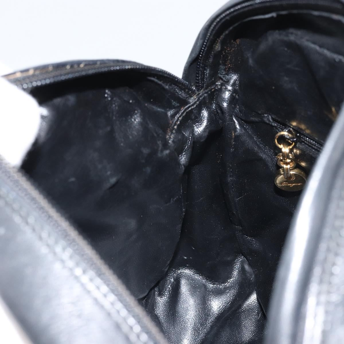 Salvatore Ferragamo Vintage Shoulder Bag Canvas, BLACK, CANVAS, Shoulder bag