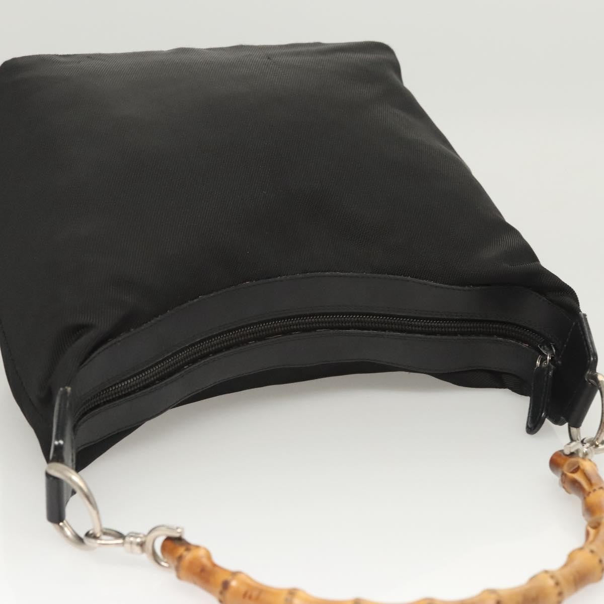 Gucci Vintage Bamboo Hobo Nylon, BLACK, NYLON, Handbag