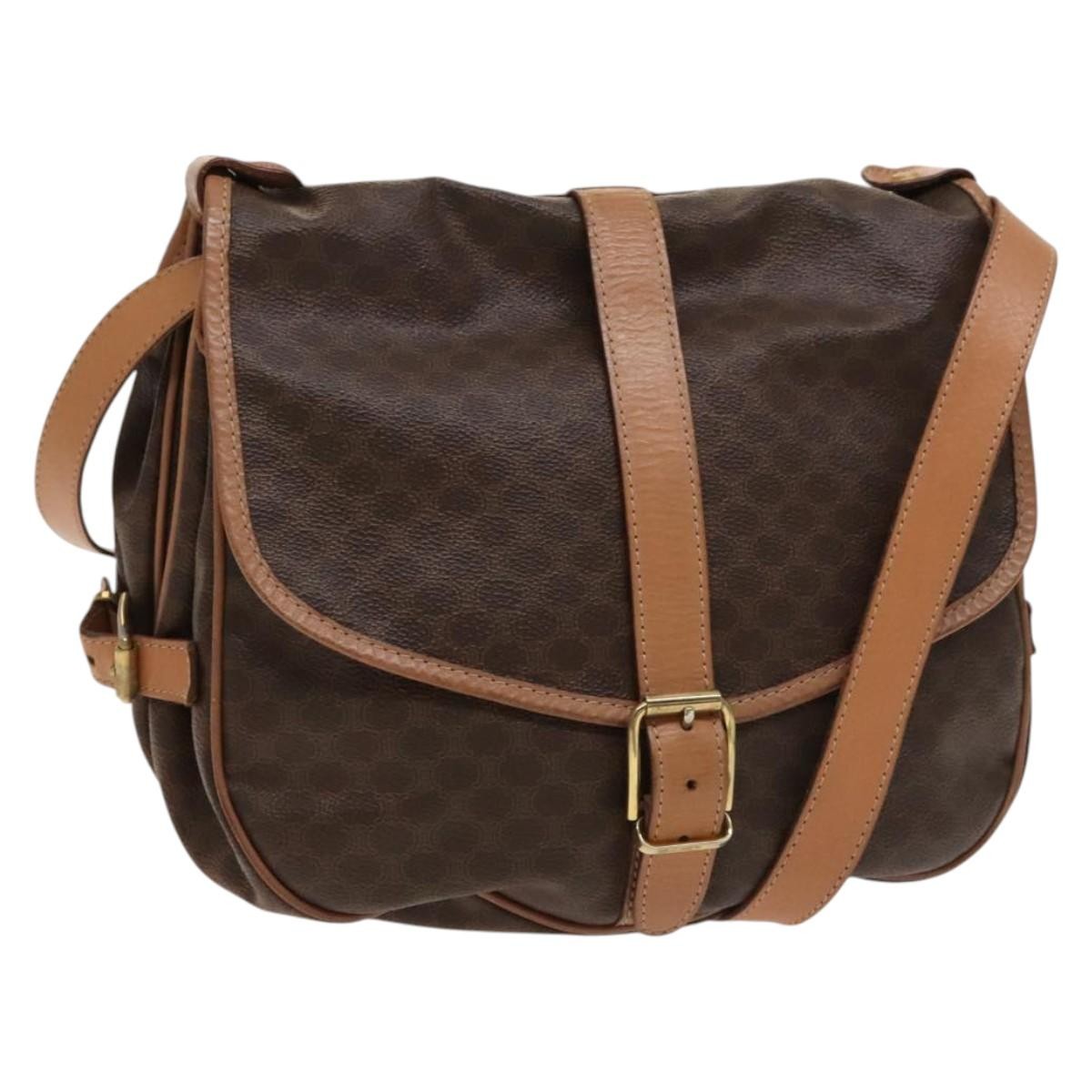 Celine Macadam Shoulder Bag PVC Leather, Brown, PVC + Canvas, Crossbody Bag