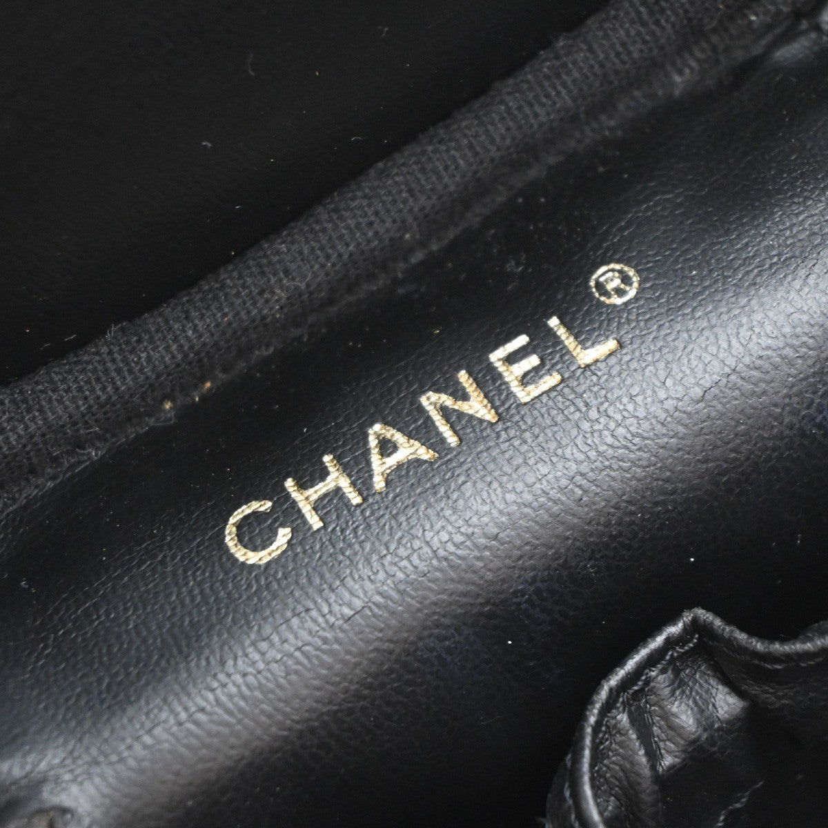 Chanel Vintage Timeless Cosmetic Case Caviar, BLACK, LEATHER, Handbag