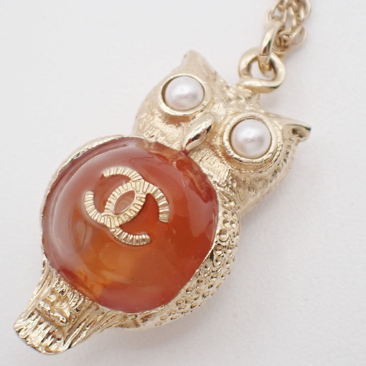 Chanel Owl Pendant Necklace Gold Plated, Gold, Gold Plated, Necklace