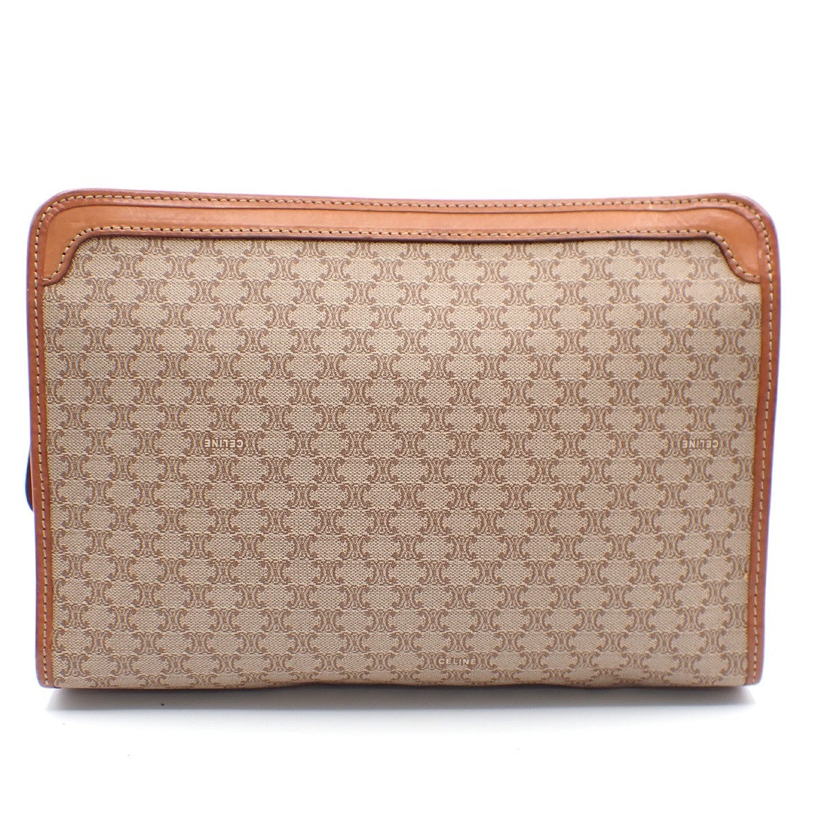Celine Macadam Pochette Canvas and Leather, BROWN, CANVAS, Clutche & pouche