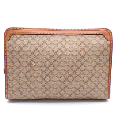 Celine Macadam Pochette Canvas and Leather, BROWN, CANVAS, Clutche & pouche