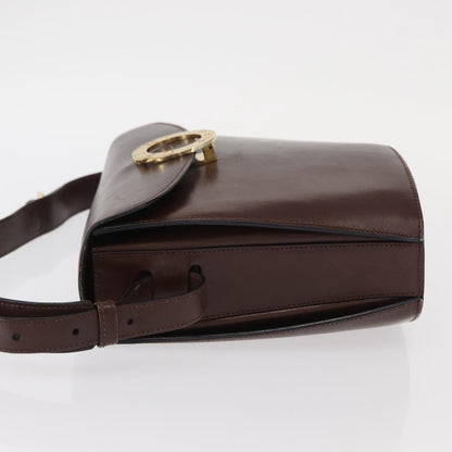 Celine Circle Logo Shoulder Bag Leather, BROWN, LEATHER, Shoulder bag