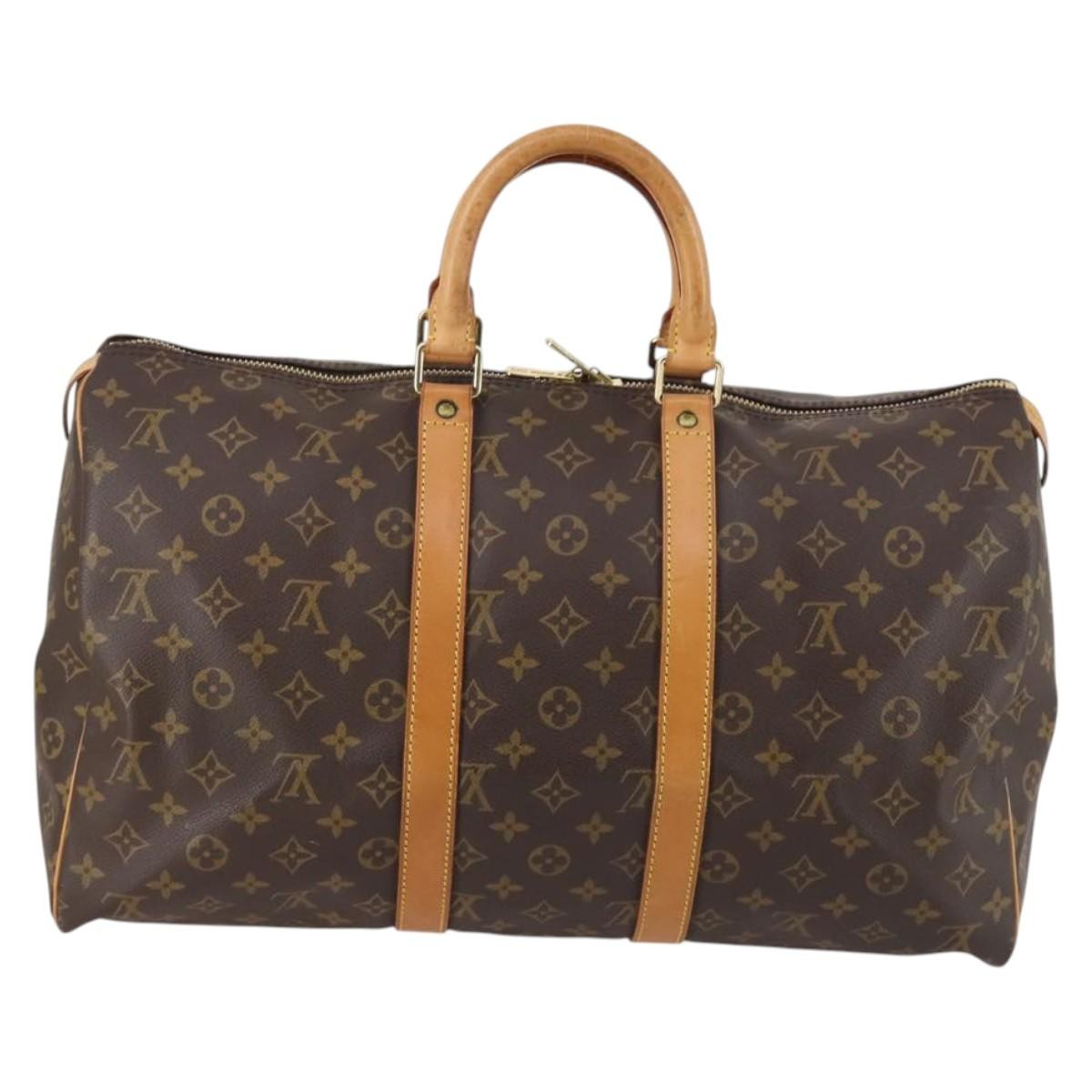 Louis Vuitton Keepall Bag Monogram Canvas, BROWN, CANVAS, Travel bag
