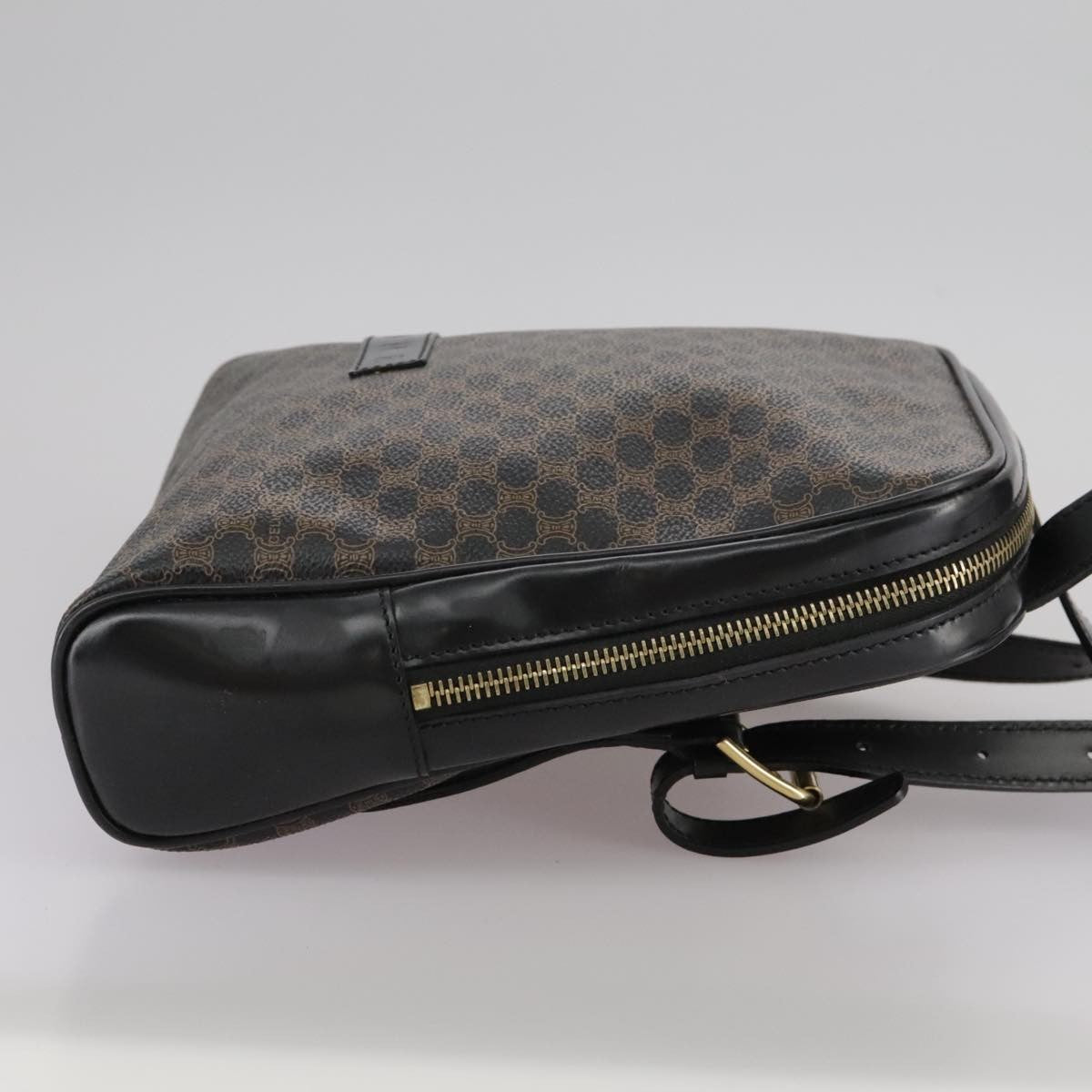 Celine Vintage Macadam Backpack Canvas and Leather, Black, Canvas, Backpack