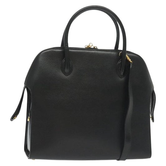 Salvatore Ferragamo Convertible Dome Gancini Leather, BLACK, LEATHER, Handbag
