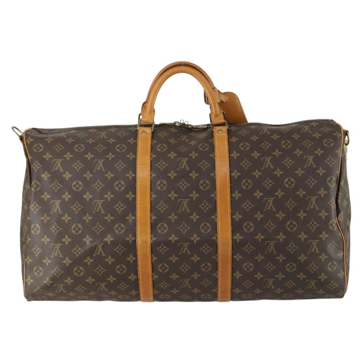 Louis Vuitton Keepall Bandouliere Bag Monogram Canvas, BROWN, CANVAS, Travel bag