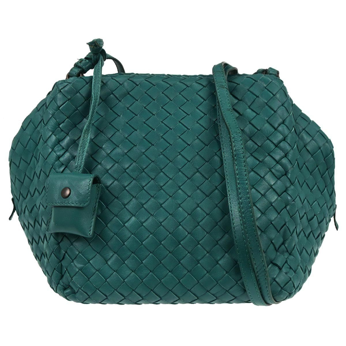 Bottega Veneta Zip Cube Messenger Intrecciato Nappa, GREEN, LEATHER, Shoulder bag