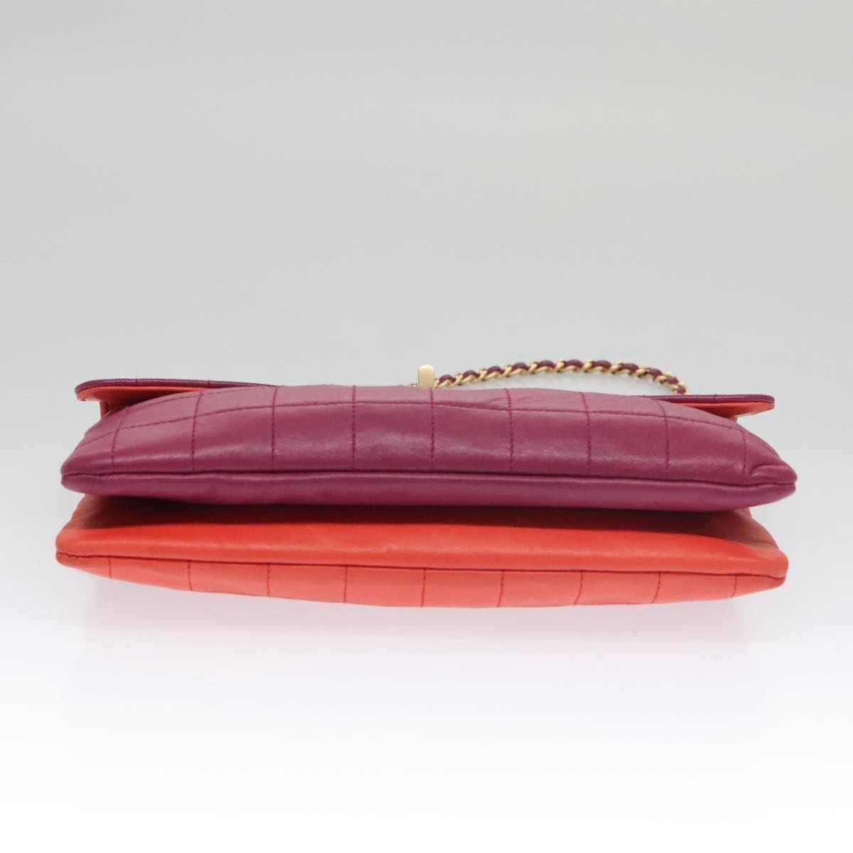 Chanel Vintage Chocolate Bar Double Side Flap Shoulder Bag Quilted Lambskin, PURPLE, LEATHER, Shoulder bag