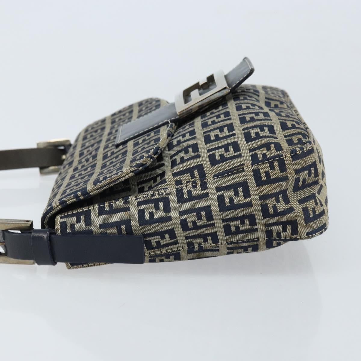 Fendi Mamma Baguette Shoulder Bag Canvas, NAVY, CANVAS, Shoulder bag