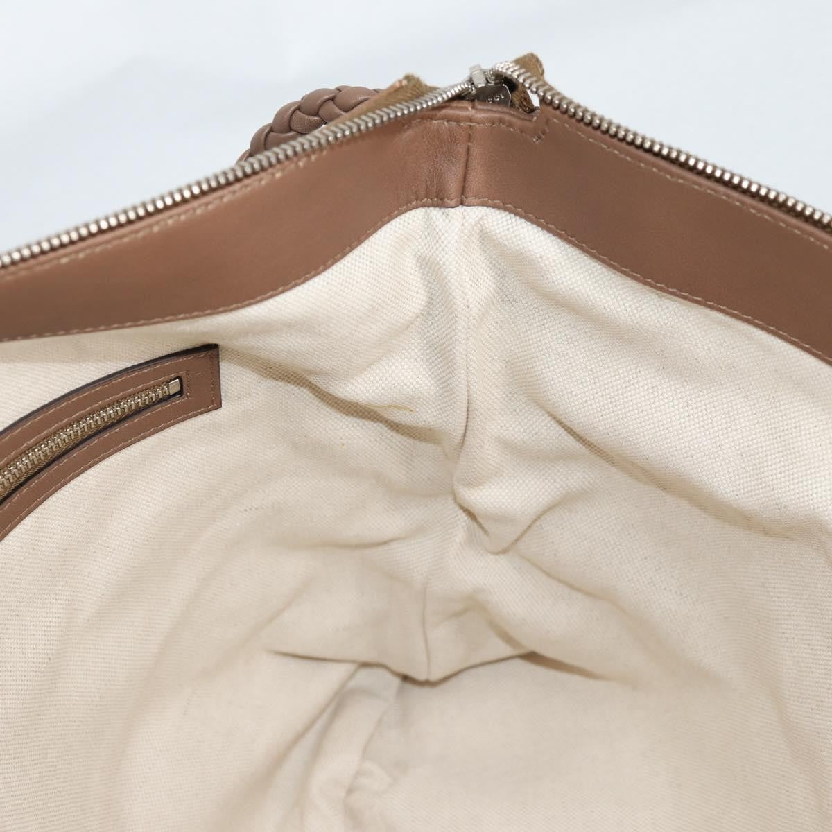 Gucci Braided Strap Zip Messenger Leather, BROWN, LEATHER, Shoulder bag