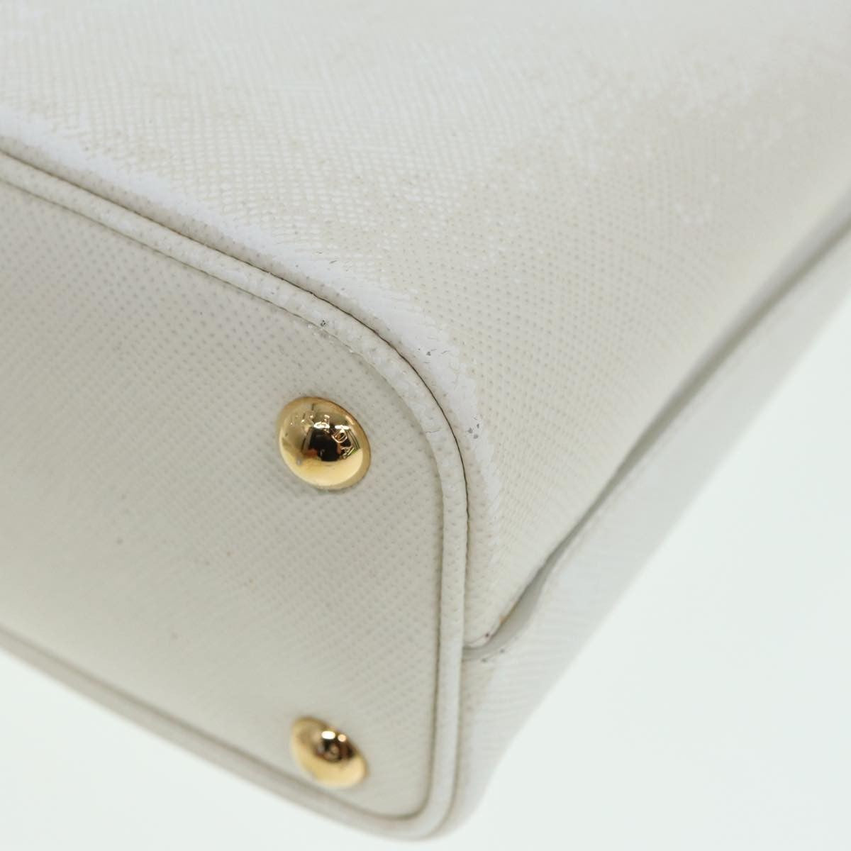 Prada Panier Bucket Bag Embellished Saffiano Leather, WHITE, LEATHER, Handbag