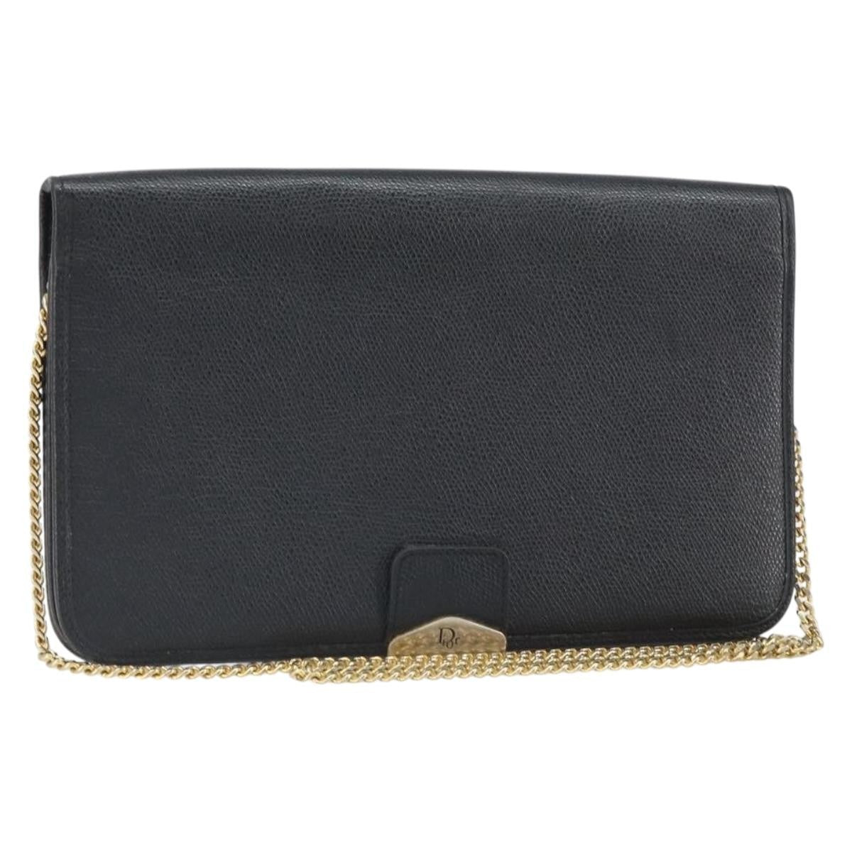 Christian Dior Vintage Chain Flap Shoulder Bag Leather, BLACK, LEATHER, Shoulder bag