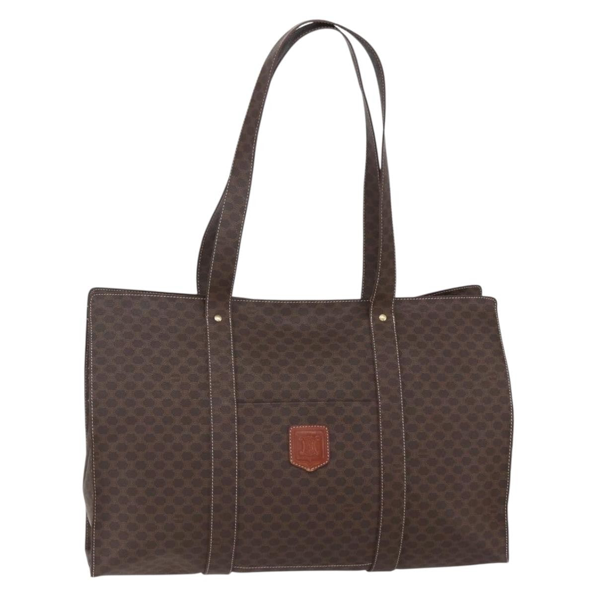 Celine Vintage Macadam Tote bag Canvas and Leather, BROWN, CANVAS, Tote bag