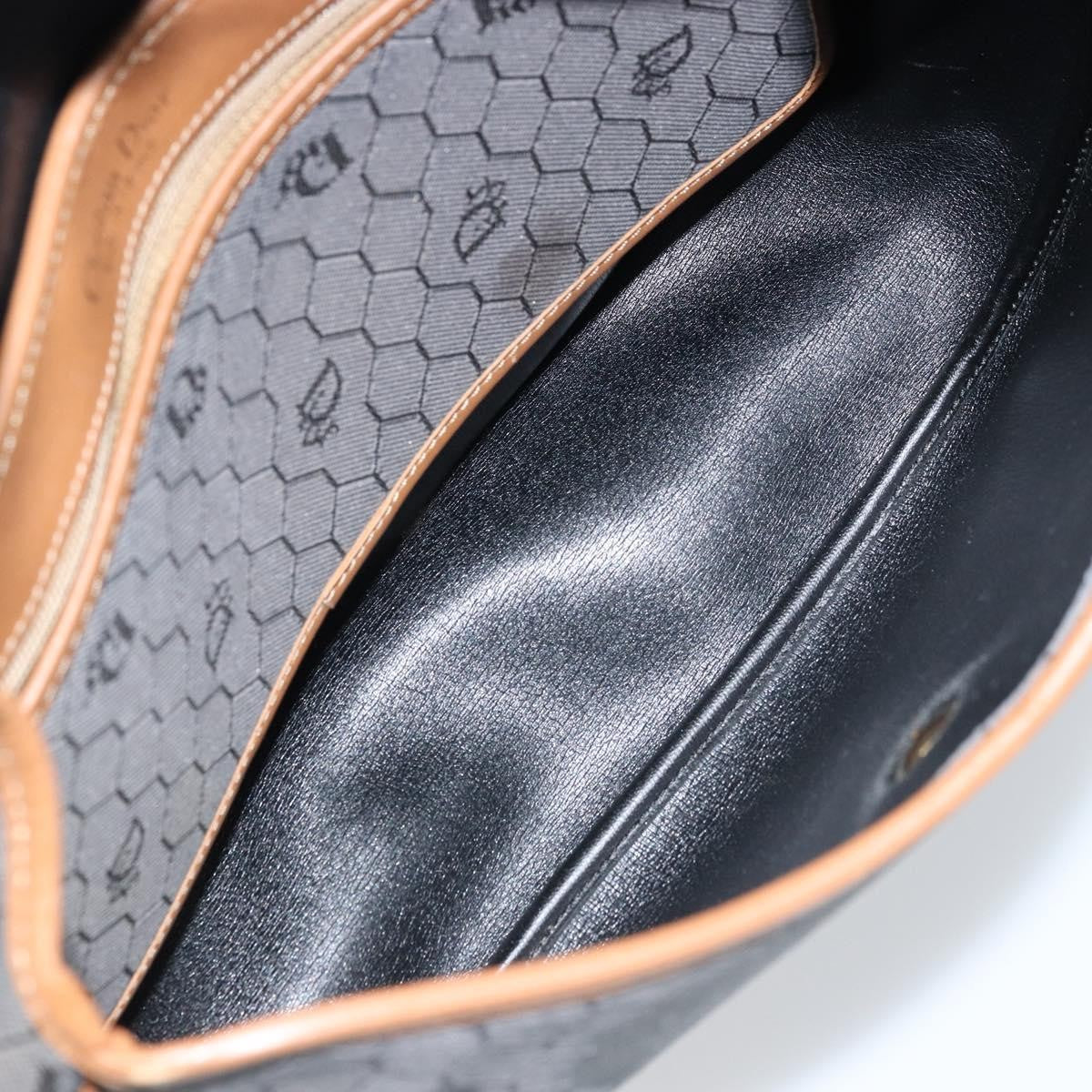 Christian Dior Vintage Honeycomb Flap Crossbody Bag Canvas and Leather, BLACK, CANVAS, Shoulder bag