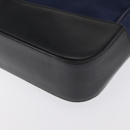 Salvatore Ferragamo Cut Out Shoulder Bag Canvas and Leather, NAVY, CANVAS, Shoulder bag