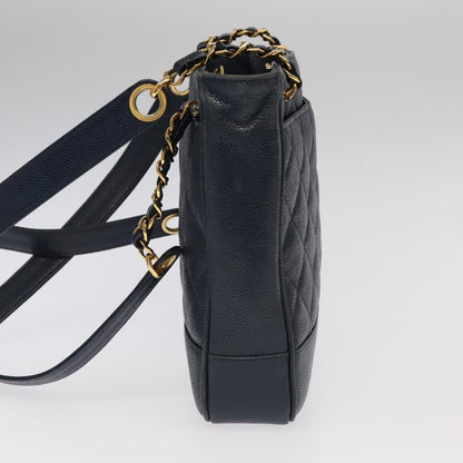 Chanel Vintage Shoulder Bag Leather, Navy, Leather, Shoulder Bag