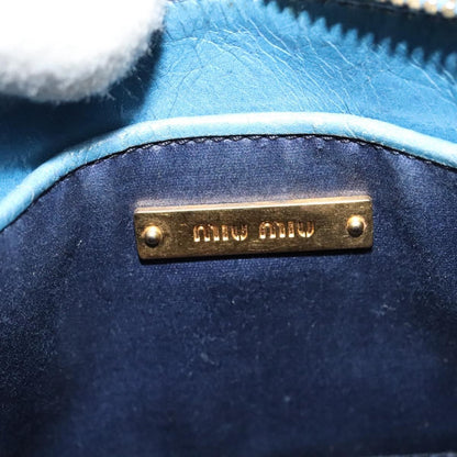 Miu Miu Zip Wristlet Pouch Matelasse Leather, BLUE, LEATHER, Clutche & pouche
