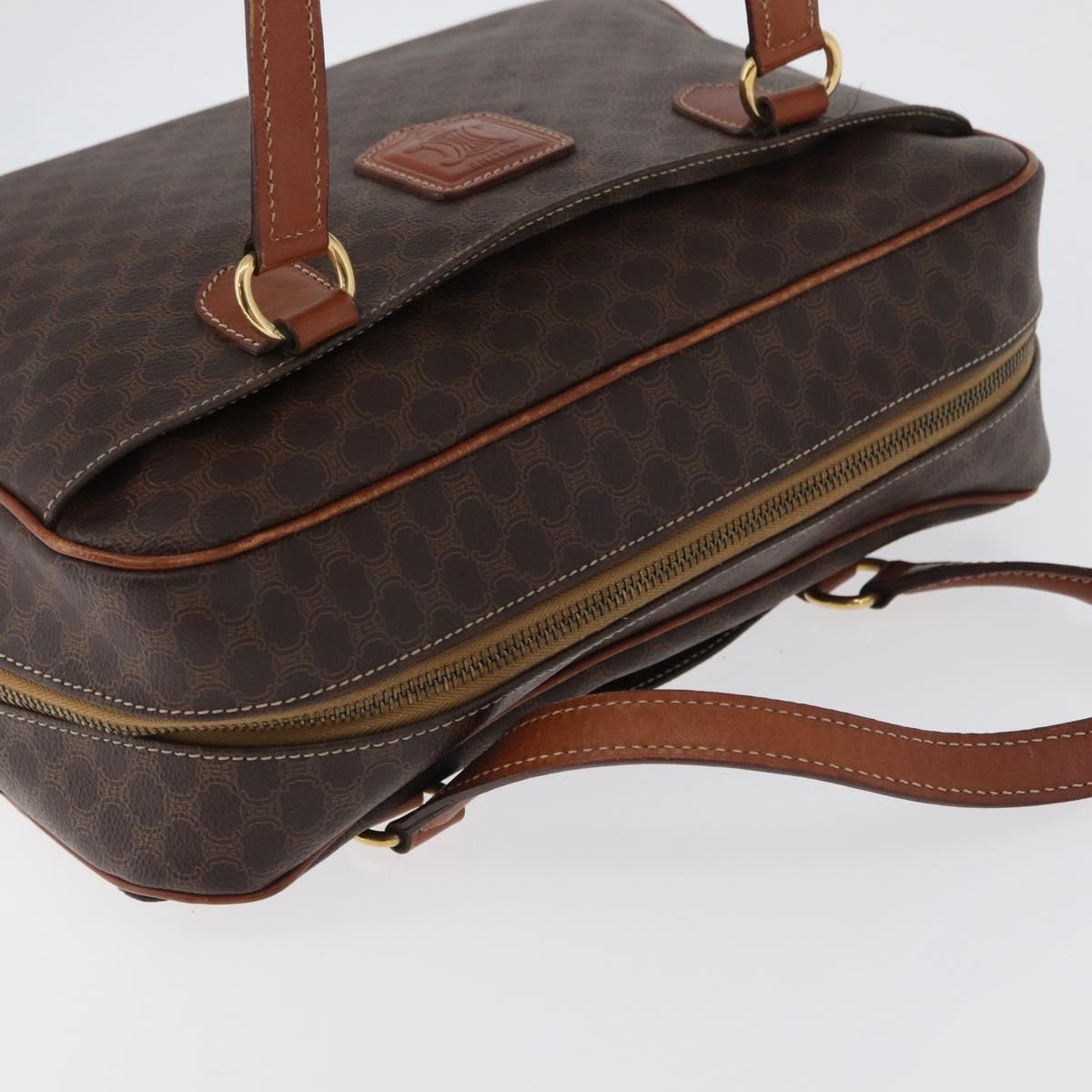 Celine Vintage Macadam Handbag Canvas and Leather, BROWN, CANVAS, Handbag