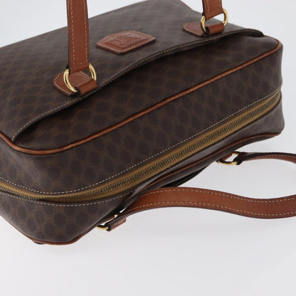 Celine Vintage Macadam Handbag Canvas and Leather, BROWN, CANVAS, Handbag