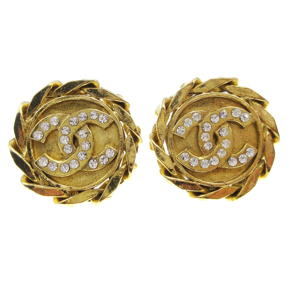 Chanel CC Button Clip-On Earrings Metal with Faux Pearl, GOLD, GOLD_PLATED, Earrings
