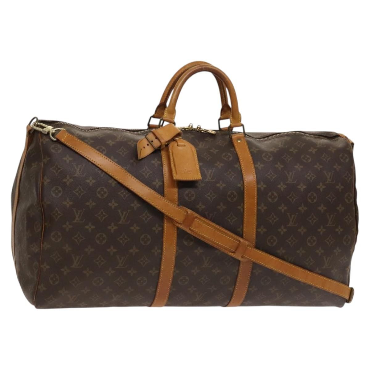 Louis Vuitton Keepall Bandouliere Bag Monogram Canvas, BROWN, CANVAS, Travel bag