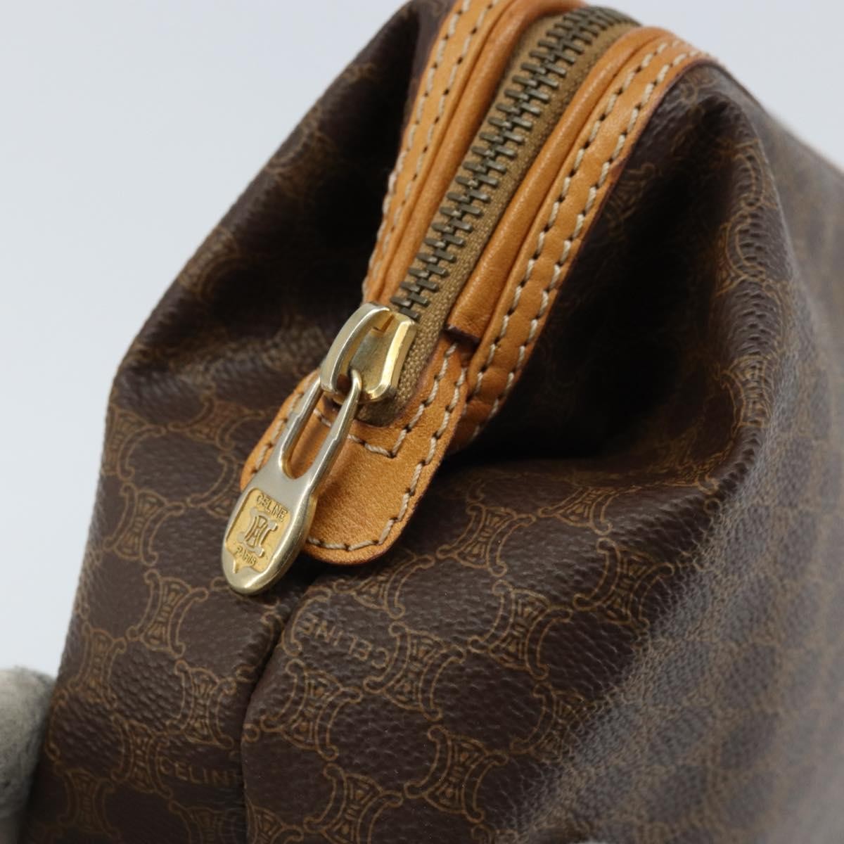 Celine Macadam Pochette Canvas and Leather, Brown, Canvas, Clutch