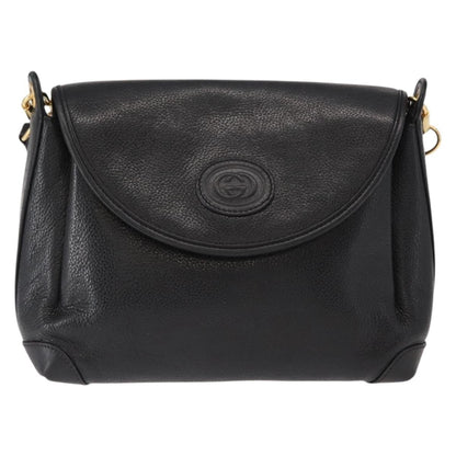Gucci Vintage Flap Shoulder Bag Leather, BLACK, LEATHER, Shoulder bag