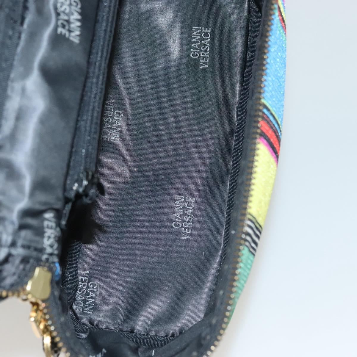 Versace Vanity Hand Bag Canvas and Leather, BLUE, CANVAS, Clutche & pouche